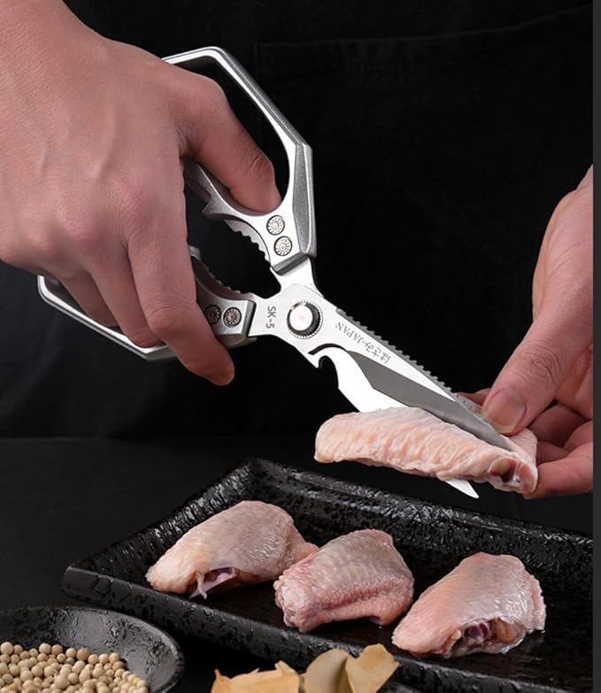 Kitchen Scissor, Heavy Duty Stainless Steel Kitchen Shears Scissor for Food, Sharp Cooking Scissors for Meat Chicken Fish Nut Vegetable Herb, Bottle Opener (Sliver)