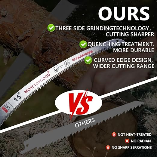 15” Arc Edge Reciprocating Saw Blade, 7TPI Japanese Teeth with Curved Edge Wood Pruning Saw Blades for Tree Trimming, Wood Cutting (3 Pack)