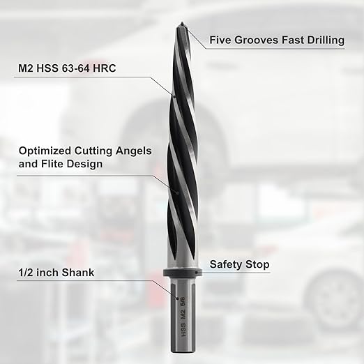 Rocaris 5/8" M2 HSS Taper Chucking Reamer Drill Bit, Taper Reamer Drill Bit for Steel, Alloy, Aluminum, Wood, Plastic