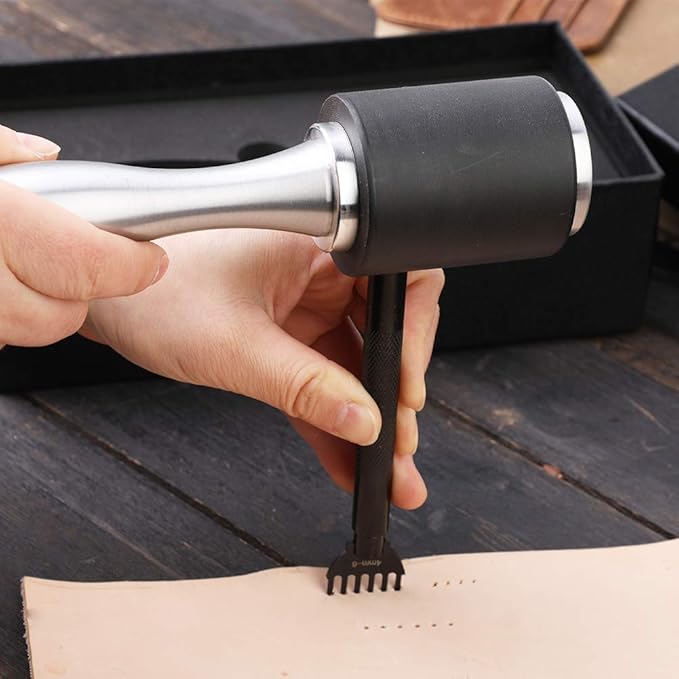 Leather Hammer Leather Mallet Craft Leather Carving Hammer Leather Maul for Stamping Tool Black Nylon Head Leather Mallet for Leather Work with Comfortable Handle for Handmade Project