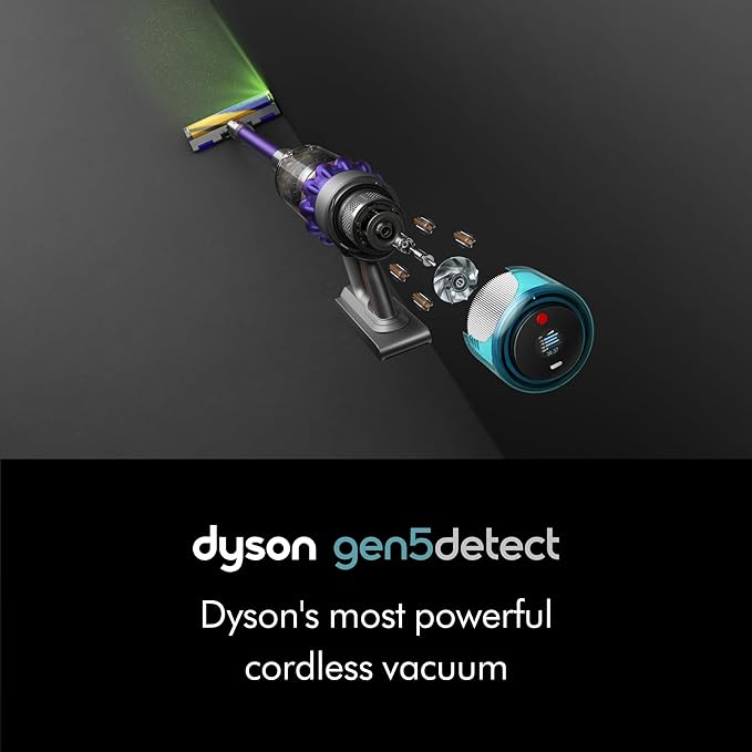 Dyson Gen5detect Cordless Vacuum, 280AW, 3 Power Modes, Up to 70 Minutes,짼 Illumination Reveals dust, HEPA Filtration, All Floor Types