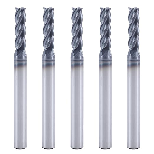 ISB 5/32?쇺?Carbide Square End Mill Set, 4 Flute Micro Grain Carbide Mill Bits for Alloy Steels/Hardened Steels, Suitable for DIYers and Professionals, 5 Pcs