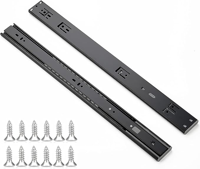 Ravinte 20 Inch Soft Close Drawer Slides 1 Pairs 2 Pack Black Full Extension Ball Bearing Drawer Glide Side Mount