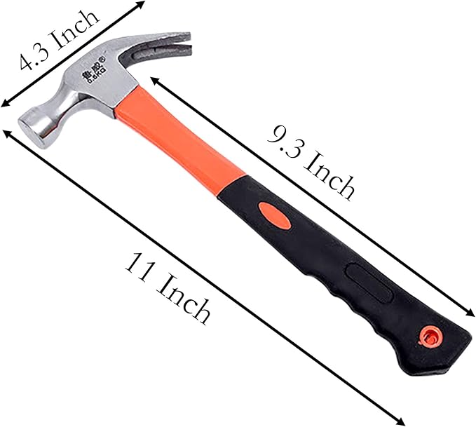 Forged Steel Claw Hammer, 1 Pcs 11 Oz Tack Stubby Hammer with Leather Handle for Pulling Out and Driving Nails (S)