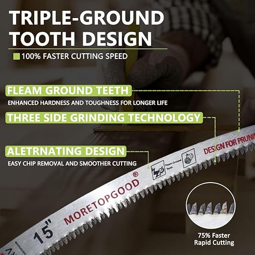 15” Arc Edge Reciprocating Saw Blade, 7TPI Japanese Teeth with Curved Edge Wood Pruning Saw Blades for Tree Trimming, Wood Cutting (3 Pack)