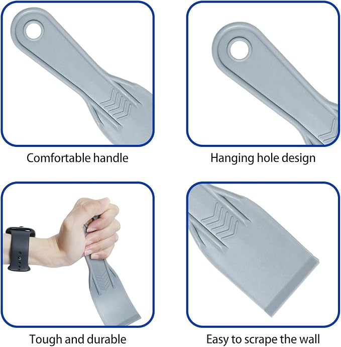 6 Pcs Flexible Plastic Paint Scraper, 2 Inch Plastic Putty Knife Flexible Knives for Taping Drywall Wall Painting Spackling Patching Spreading Painting Wall Scratching