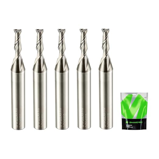 1/8 Router Bit 1/4 Shank, Upcut Spiral Router Bit 1/4 Inch Shank 1/8 Inch Cutting Dia. 1/4 Inch CNC Router Bits, Up Cut Router Bit Solid Carbide, Ideal for Wood Inlay, Plunge Plastic 5PCS