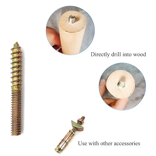 12 Pack 1/4-20 x 2 Inch Hanger Bolts 1/4-20" Double Headed Bolts 1/4 Wood Dowel Screw Self-Tapping Screw Hanger Bolts for Furniture Screws Threaded Rods Bolt 50mm Length