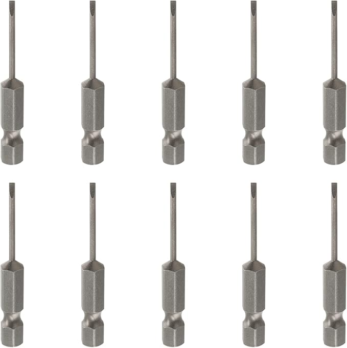10 Pcs SL1.6 Magnetic Slotted Screwdriver Bits S2 Steel Flat Head Screwdriver Bits with 1/4 Inch Hex Shank, 2 Inch Length