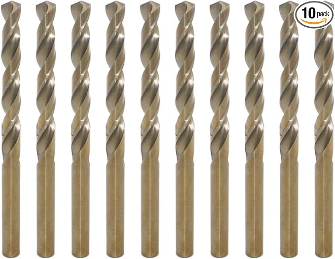 2.5mm Metric M35 Cobalt Steel Extremely Heat Resistant Twist Drill Bit of 10pcs with Straight Shank to Cut Through Hard Metals Such as Stainless Steel and Cast Iron, 5% Cobalt M35 Grade HSS-CO