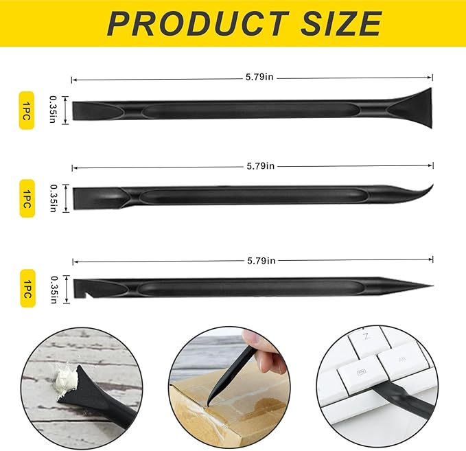 15 Pack Plastic Putty Knife Set - 12 Flexible Plastic Paint Scraper Tool and 3 Detail Scraper Tool for Spackling, Repairing Drywall, Removing Wallpaper, Applying Mud or Plaster