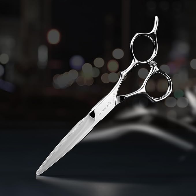 AOLANDUO Master Series VG10 Steel Professional Hair Cutting Scissors, Ultra-Sharp Barber & Stylist Shears, Best Hair Cutting Scissors Professional, 1 Count, 6.0 Inch, Silver White