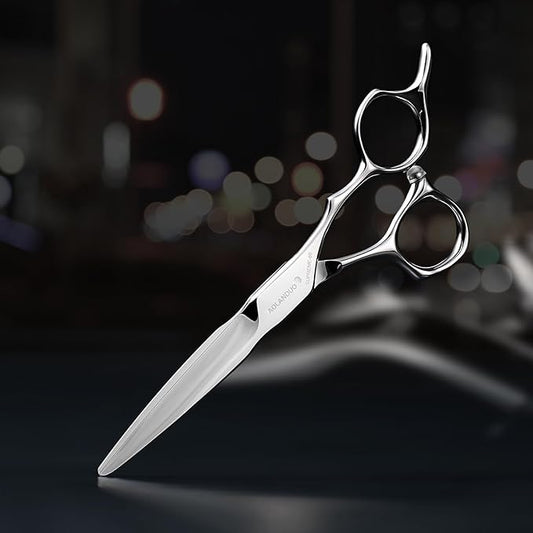 AOLANDUO Master Series VG10 Steel Professional Hair Cutting Scissors, Ultra-Sharp Barber & Stylist Shears, Best Hair Cutting Scissors Professional, 1 Count, 6.0 Inch, Silver White