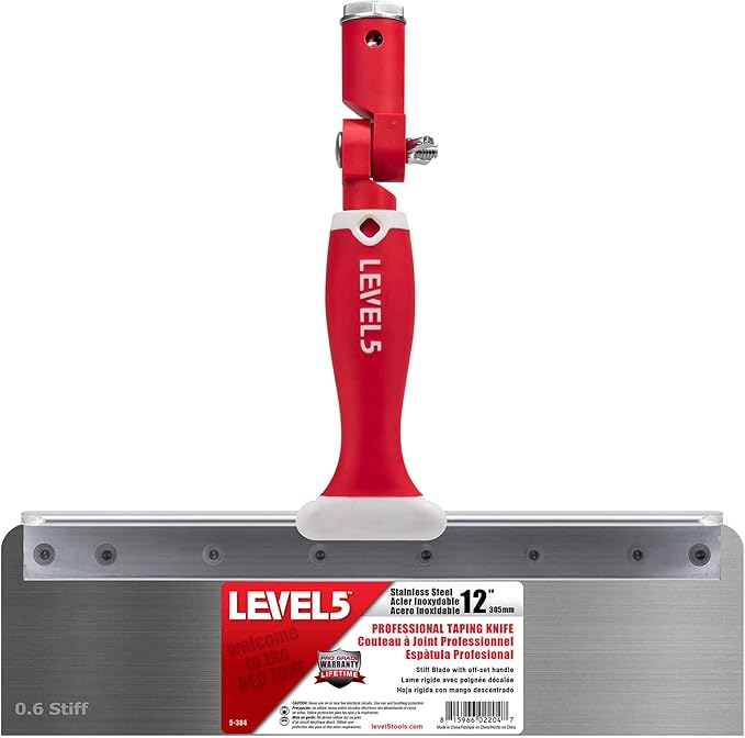 LEVEL5 12" Offset Knife, 0.6mm STIFF Stainless Steel Blade | Soft-Grip Handle | 5-384
