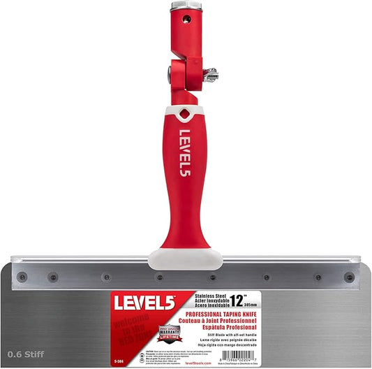 LEVEL5 12" Offset Knife, 0.6mm STIFF Stainless Steel Blade | Soft-Grip Handle | 5-384