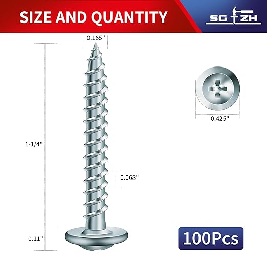 #8 x 1-1/4" Wood Screw 100Pcs Alloy Steel Standard Thread Truss Head Fast Self Tapping by SG TZH
