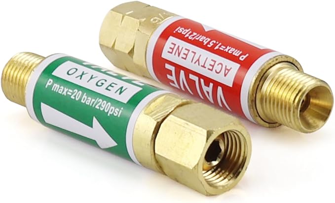 Oxygen Acetylene Flashback Arrestors Set 2-Set, Torch End - Standard "B" 9/16-18UNF Threads Size
