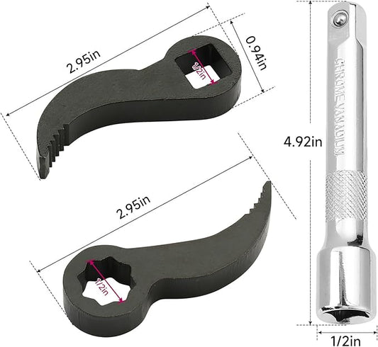 3 Pcs Pry Bar Wrench Adaptor Head, New Crowbar Adapter Head Tool,Half Shaft Removal Car Repairing Tools with Extension Bar for Tight Spaces,1/2" D 8pt (Square) Profile