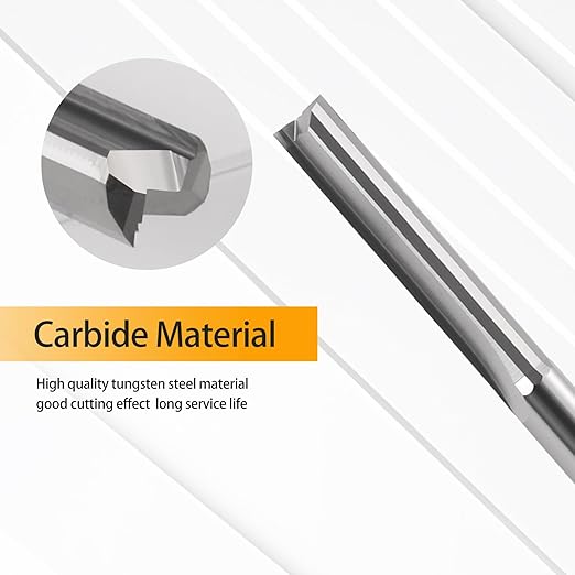 HOZLY CNC Router Bits 1/8 Straight Router Bit 1/8 Shank Straight Flute Carbide End Mill Cutter 2-Flute Milling Tungsten Steel 22mm CEL/45mm OAL for Woodworking 10 Pack (1/8 Cutting Dia)