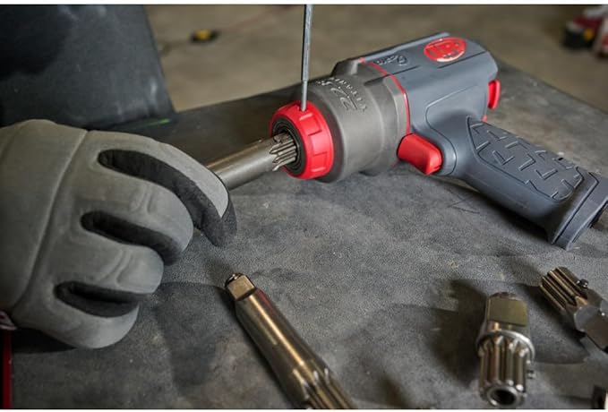 Ingersoll Rand 2236QTIMAX-2 DXS2 1/2" Air Impact Wrench, 2" Extended Anvil, Quiet, 1500 ft-lb Torque, Titanium Hammercase, Friction Ring Retainer, Pistol, Interchangeable Anvil, Multi-functional Tool