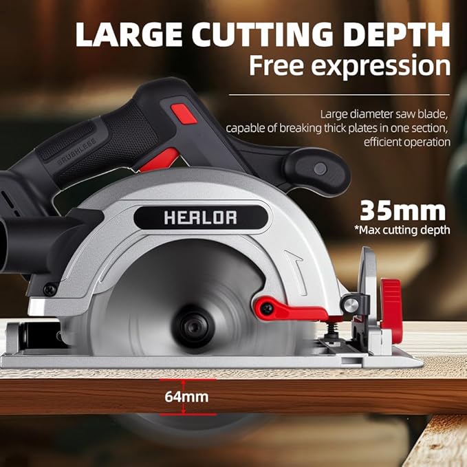 Cordless Circular Saw, Portable Table Saw Compatible with Dewalt 20V Battery, Power Mini Circular Saw with 7-1/4-Inch Blade, 5600RPM, Adjustable 0-57° Max Angle for Wood Cutting Tools (No Battery)