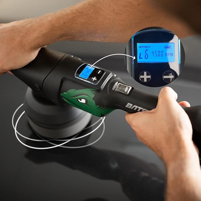 BATOCA S4 Cordless Polisher 3"/1" DA/RO Polisher- Brushless Motor & S2 Cordless Car Buffer - LED Display, 5Ah+2.5Ah Interchangeable 2 Batteries for Car Detailing, Headlight Restoration, PRO Combo Kit