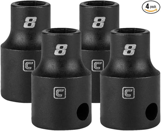 Capri Tools 8 mm Shallow Impact Socket, 3/8-Inch Drive, 6-Point, Metric (Pack of 4)