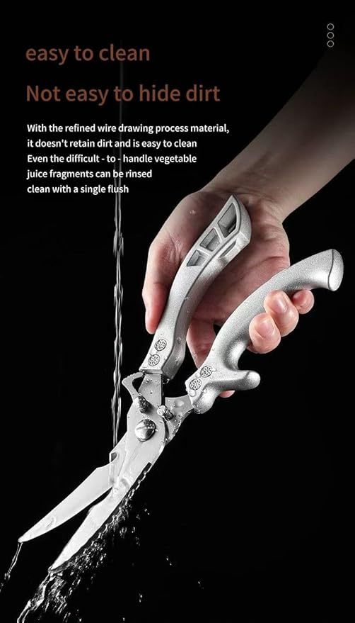 Heavy Duty Poultry Shears for Cutting Chicken & Turkey Bones ??Professional Stainless Steel Kitchen Shears, Spring Loaded, Non-Slip Ergonomic Handle, Dishwasher Safe