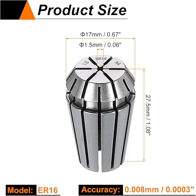 HARFINGTON Spring Collet Chuck ER16 1.5mm 65Mn Spring Steel Precision Router Collets for CNC Engraving Milling Lathe Tool