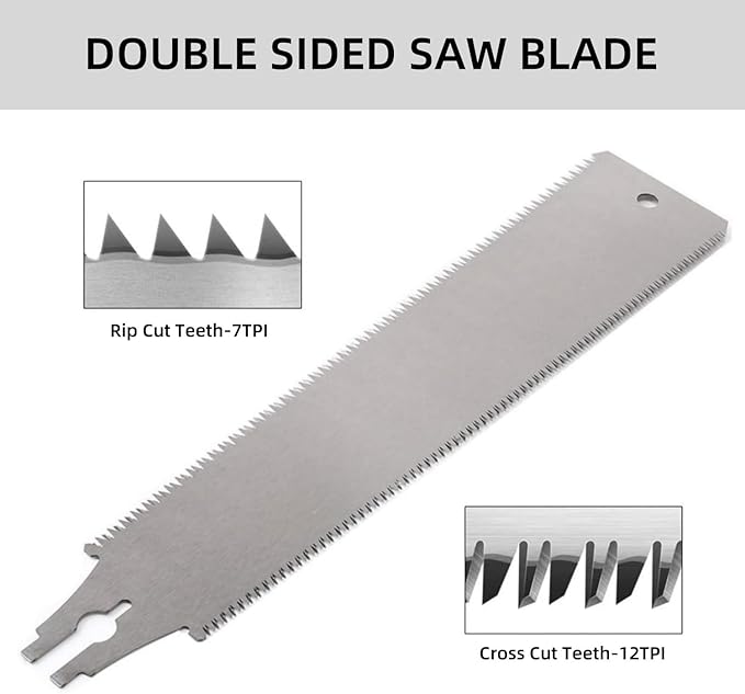 12.2 Inch Double Edged Hand Saw,Japanese Style Hand Saw,Detachable & Flexible Flush Cut Saw for Fine and Coarse Cutting Woodworking (Wooden Handle)