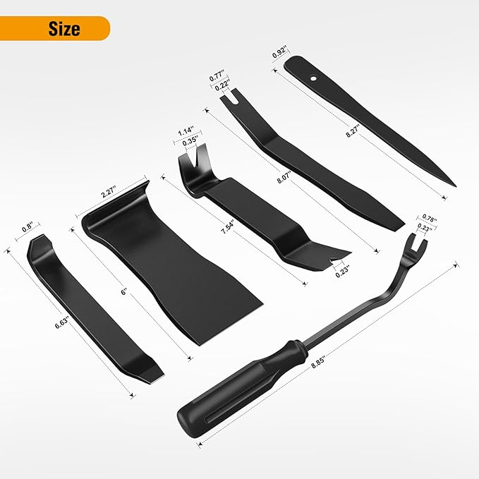 GOOACC 6PCS Auto Trim Removal Tool Kit No-Scratch Tool Kit for Car Audio Dash Window Molding Fastener Remover Tool Kit-Black