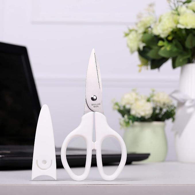 6in Multipurpose Scissors, Comfort Grip, Stainless Steel Sharp Basic Shears for Office Home Household Kitchen School Craft Supplies w/Protective Cover