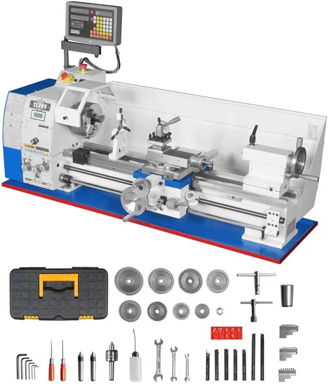 Metal Lathe Machine with DRO 11'' x 30'' High Precision Benchtop 0-2000 RPM Brushless Motor Variable Speed Metal Working Machine 2HP Small Lathe without Stand, Model 1130VD