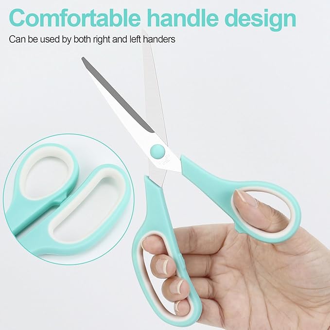 Multipurpose Stainless Steel Scissors 6.7" Pink Sharp Shears Comfort-Grip Scissors for Fabric Craft Office Supplies (Blue 7.7'')