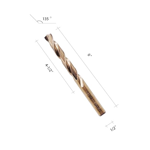 LU&MN 1/2 Inch Inch M35 Cobalt HSS Jobber Length Twist Drill Bit with Straight Shank,Heavy Duty, Pack of 5 PCS, Drilling for Cast Iron, Heat-Treated Steel, Stainless Steel and Other Hard Materials