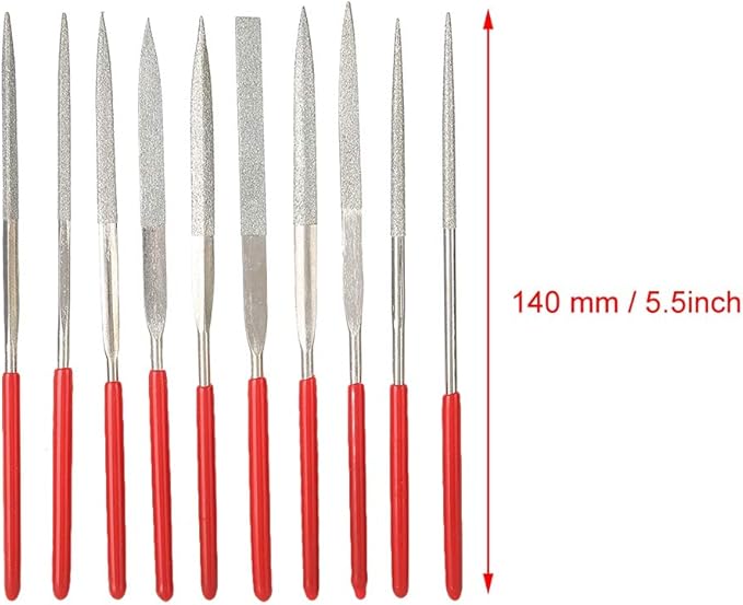 10Pcs Wood RASP with Premium Grade Steel Hand File, Round Hand RASP, Half Round Flat & Needle Files, Filing Tool Woodworking DIY Mini Handcraft Wood Rasp Files Needle Set for Sharping Wood