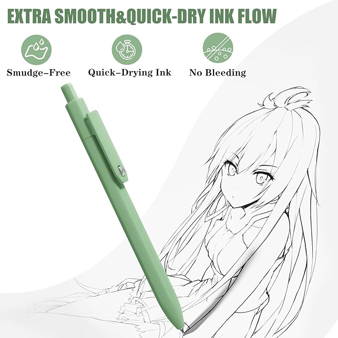 Vitoler Gel Pens, 8 pcs Cute Pens Black Ink, 0.5 mm Fine Point Smooth Writing Pen, Quick Drying Pen for Teacher Supplies, Stocking Stuffers for Nurses