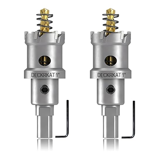 2-Pack 1" TCT Hole Saws for Hard Metal, Heavy Duty 25mm Tungsten Carbide Tipped Hole Cutters Set with Spring-Loaded Pilot Drill Bits for Stainless Steel, Metal, Iron, and Plastic