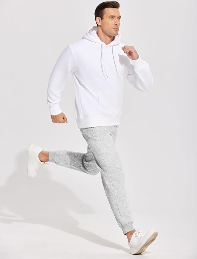 PINSPARK Men's Fleece Joggers with Zipper Pockets Tapered Sweatpants Cotton Sweat Pants for Mens Heavyweight Lounge Pants