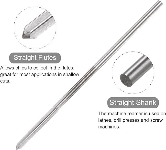 uxcell Chucking Reamers, 1.6mm H7 Metric Machine Reamer Drill Bit for Metal Wood Hole Reaming, Straight Flute High Speed Steel Tool