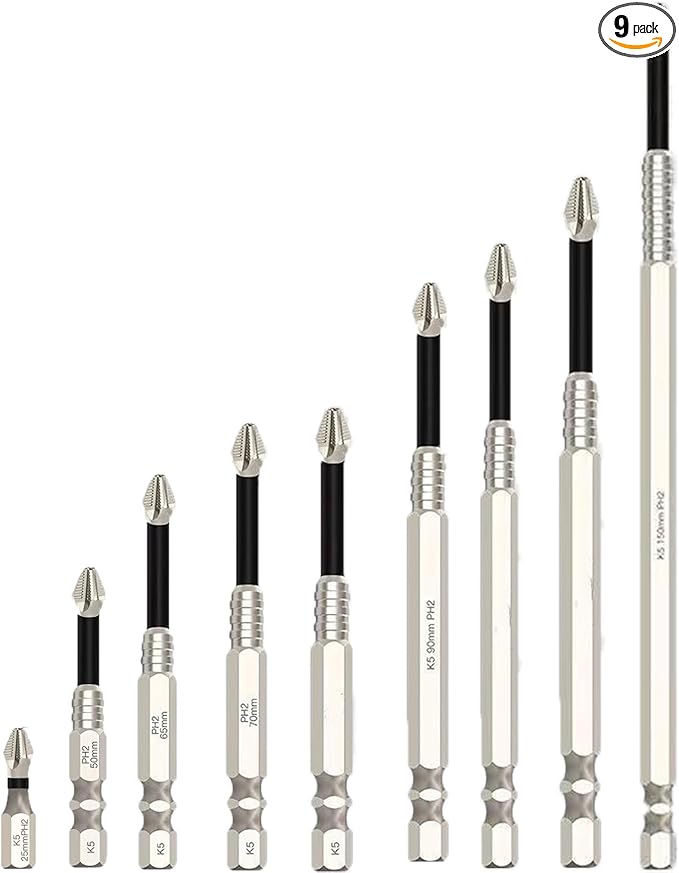 High Magnetic Screwdriver Drill Bit Set, 2025 Upgraded Anti Slip Magnetic Electric Screwdriver Set, S2 Alloy Steel Non Slip Strong Magnetic Screwdriver Bits for Impact Driver and Hand Drill (9 Pcs)
