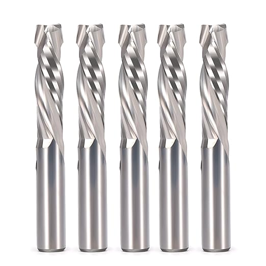 Spiral Router Bits Up Down CNC Compression Bit 1/4 inch Shank &Cutting Diameter, 1" Cutting Length Compression Router Bit, Carbide CNC End Mill Spiral Bit 1/4 for Wood Cut Carving Engraving Grooving