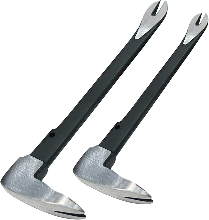 WEDO Pry Bar Set 2PCS,8"+10" Flat Pry Bar,Nail Puller Set,High Carbon Steel Crowbar,Cat Paw Nail Remover,Utility Claw Bar Tool for Home Remolding,Woodworking