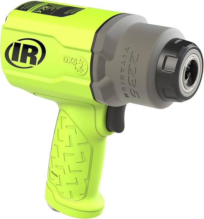 Ingersoll Rand 2236QTIMAX-G DXS2 1/2" Air Impact Wrench, Quiet, 1500 ft-lb Torque, Titanium Hammercase, Friction Ring Retainer, Green