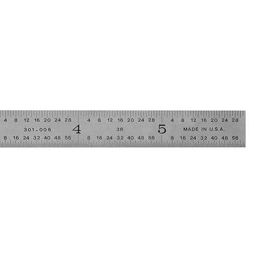 PEC Tools Flexible 6" Steel Ruler (5 Pack), 1/50" Thick X 1/2" Wide, Machinist Metal Ruler Scale with Markings 1/10", 1/50", 1/32", 1/64", Tempered Steel, Made in USA