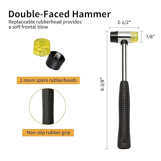 Pin Punch Set, 20pcs Punch Removing Repair Tools, Including Brass Pin Punches, Steel Pin Punches with Storage Pouch&Hammer (Brass+Steel Pin Punches)