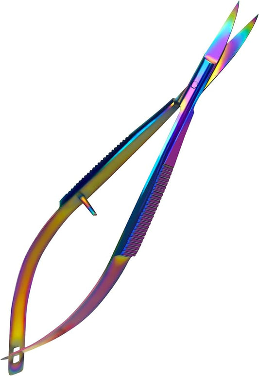 Bandage, Castroviejo, & Iris Scissors, & Kelly, & Mosquito Forceps Rainbow - Stainless Steel, DIY Crafting Scissors and Forceps Multicolors (Castroviejo Scissors, 4.5 inches Curved)