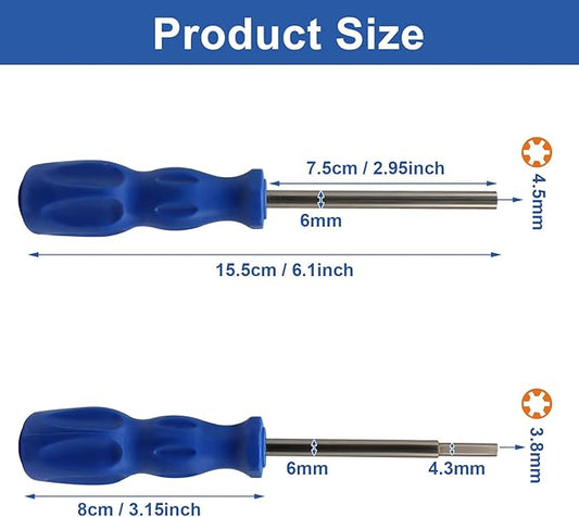 3.8mm and 4.5mm Gamebit Screwdriver Set, Security Screwdriver Bits for Opening Nintendo, Sega Consoles and Game Cartridges (Blue)