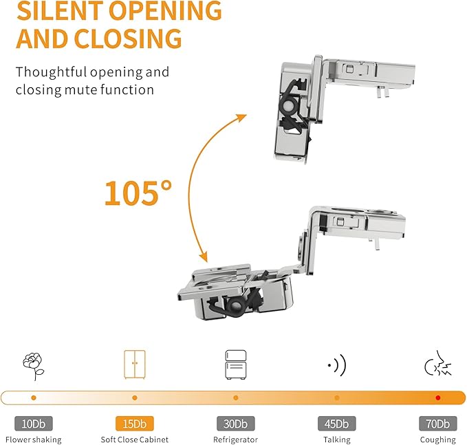 Chibery 60 Pack 1-5/16" Overlay 3D Soft Close Concealed Hinge for Face Frame Door, Smooth Slow Self Closing Hinges, Satin Nickel, Hidden 105째 Open Angle Stainless Steel Hinge for Kitchen Cabinet Door