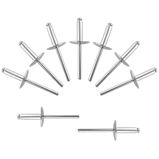 ALLCLEAN (100 pcs) 3/16 * 5/8" Large Flange Open End Aluminum Blind Rivets,4.8 * 16 Pop Blind Rivet
